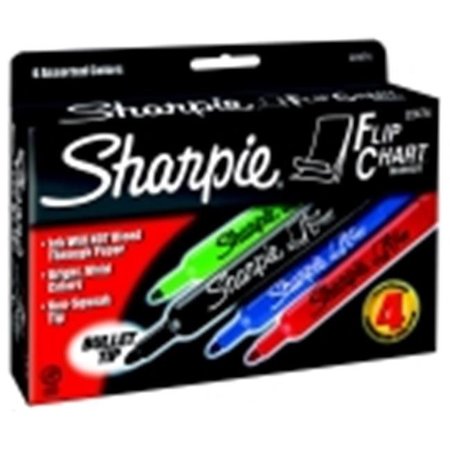 SHARPE MFG CO Sharpie Flip Chart Bold Odorless Marker - Bullet Tip; Pack 4 418798